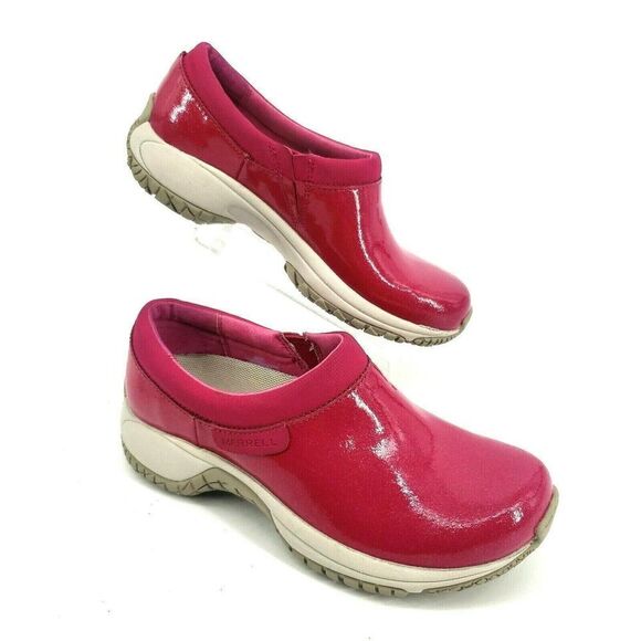 Merrell Pink Slide Sneaker Clog Mule Encore Glitter Patent - Picture 1 of 12